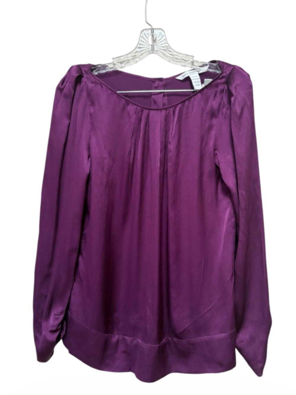 DVF Silk Blouse Size 6 Plum Quiet Luxury Puff Shoulder Romantic Minimalist